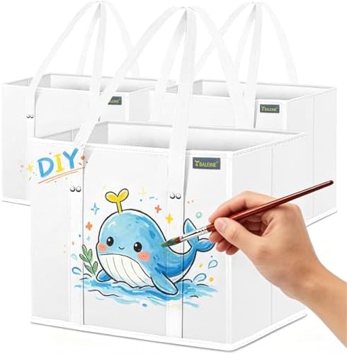 BALEINE 3PK Reusable Grocery Bags, Heavy Duty Shopping Tote Bag by BALEINE
