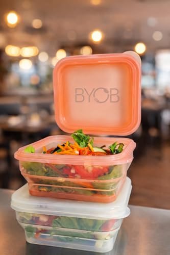 BYOB Collapsible Silicone Food Containers with Attached Lids and Tote Bag – Reusable To-Go & Leftover Containers, Platinum Silicone, Leak-Resistant – 2 Pack (White/Pink) - Image 6