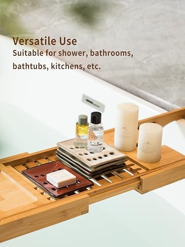 Bar Soap Holder Shower, Ceramic Bathroom Soap Dish with Drainage - Image 3