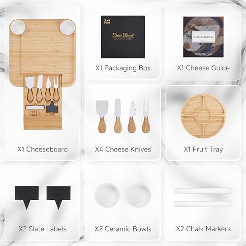 YZS Bamboo Charcuterie Board Set with 4 Cheese Knives, 13 Inch - Image 4