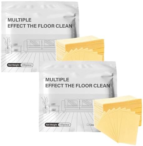 Multi-Surface Floor Cleaning Tablets, Multiple Floor Cleaner 100 Piece Multi Effect Clean Quick Shine Cleaner Sheets, Dissolvable Efficient Care Agents for Mopping Hardwood(Yellow -200pcs) by Unknown