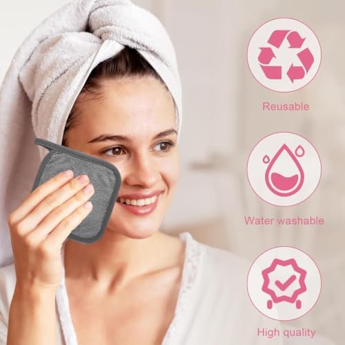 Puomue Makeup Remover Cloth 12 Pack, Ultra Soft and Reusable Microfiber Makeup Remover Towels for All Skin Types, Perfect Face Towels for Women, 6 Inch x 6 Inch, Grey - Image 4