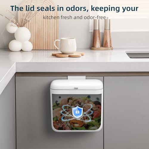 MUEE Hanging Trash Can with Lid for Kitchen, Garbage Can 1.8 Gal/6.8L - Image 3
