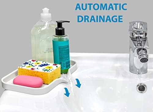 1 Pc Cream Silicone Sponge Holder | Sink Tray for Dish Sponges and Soap Organization | 9.45 x 5.51 - Image 5