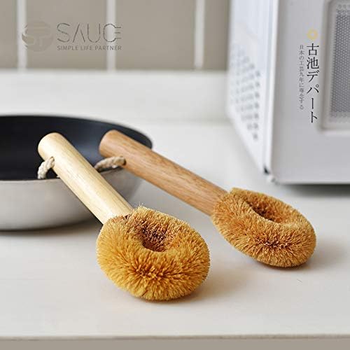 Wodden Cleaning Brush, Bottle Washing Brush, Pan Scrub Brush, Natural Coconut Fiber Brush Head , Sturdy, Deep Cleaning, Eco-Friendly - Image 3