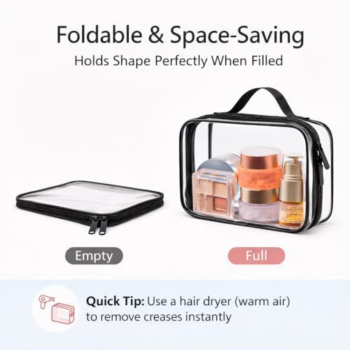 PACKISM Clear Makeup Bag Travel - TSA Approved Toiletry Bag, 2 Pack Black - Image 4
