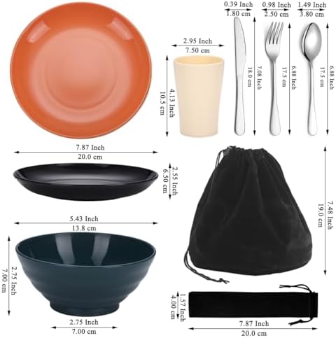 Kyraton Camping Utensils - Mess Kit for Travel, Picnic, Outdoor, Camping Gear - Silverware Set, Cup, Bowl, Plate - Essentials for 4 - Image 2