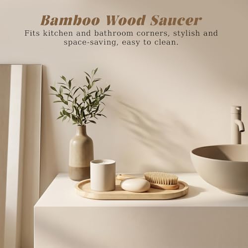 2Pcs Bamboo soap Dispenser Tray, Small Wooden Trays Dispenser Trays - Image 4