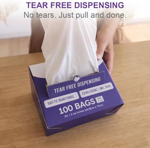 ETSUS Biodegradable Trash Bags with Drawstrings, 9 Gal, 100 Count - Image 2