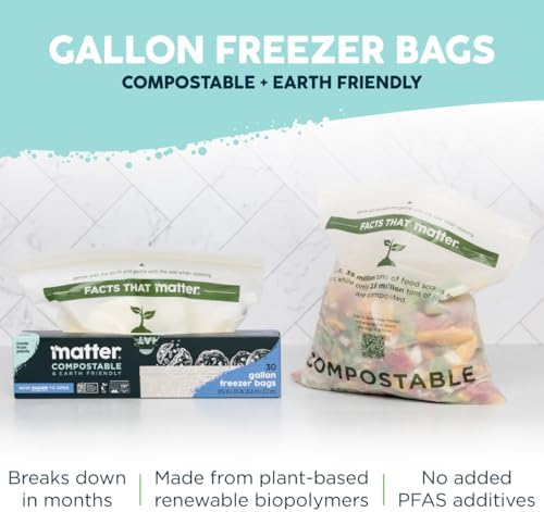 Matter Compostable Gallon Freezer Bags, Resealable, 30 Ct, Made From Plants - Image 5