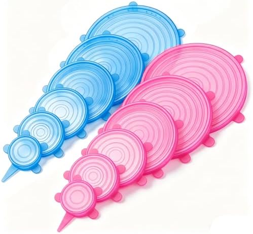 12 pcs Silicone Stretch lids set(6 Sizes,blue&pink) by JYYHSF