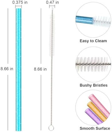 Replacement Straw Compatible with Stanley 14 oz 20 oz Cup Tumbler, 6 Pack Reusable Straw with Cleaning Brush, Plastic, Clolors - Image 2