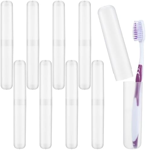 8 PCS Clear Toothbrush Travel Holder, Dust-Proof 7.8”×0.8“ Clear Tooth Brush Travel Case, Portable Tooth Brush Case Travels Storage for Family, Business Trips and Camping by Unknown