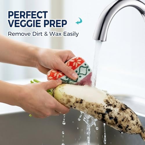 Amarelle GEN II Dish Washing Scrubbers (5-Pack), Made in Green Kitchen Scrubbers for Dishes, Non Scratch Pot & Pan Scrubber, Dual-Sided Heavy-Duty Scouring Pads, Reusable (Nordic Folk) - Image 5