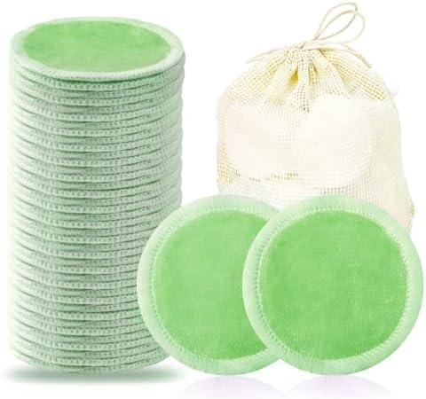 wegreeco 40 Pack Reusable Makeup Remover Pads, Washable Reusable Cotton Rounds Pads for Face, Makeup Remover Cloths for All Skin - (Grass-Green) by wegreeco