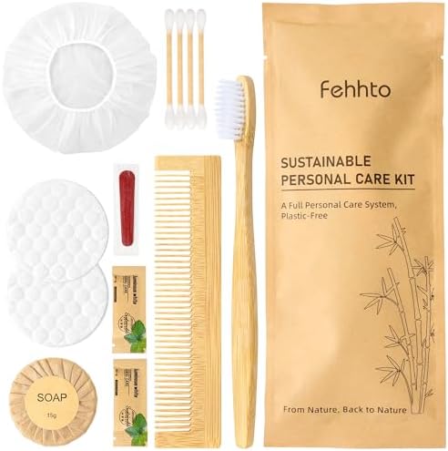 Personal Hygiene Kit Bulk 25 Sets, Travel Size Toiletry Kit for Guests, with Bamboo Toothbrush, Toothpaste and Vanity Kit for Women, Men, Travel and Homeless Care Packages by FEHHTOEco-friendlyLiving