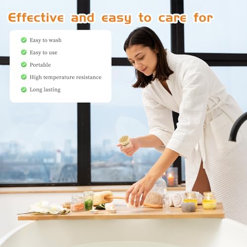 JJUNW 12 Packs Bamboo Dish Scrub Brushes, Wok Brush Wooden Scrubbers Set - Image 5