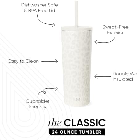 Simple Modern Iced Coffee Tumbler, Insulated | 24oz | Leopard - Image 2
