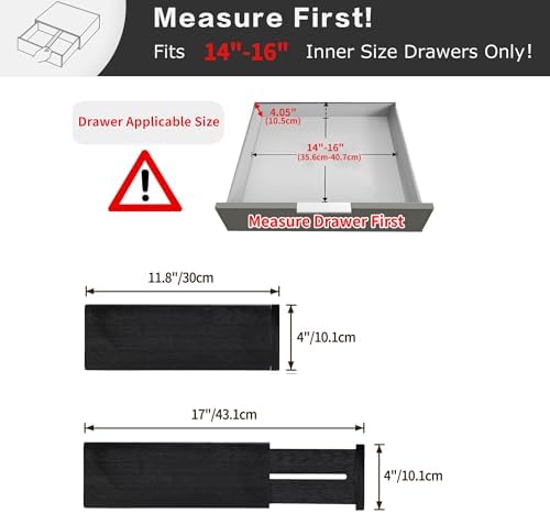 Utoplike Dresser Drawer Dividers, 4" High Black Drawer Organizers Clothes - Image 3