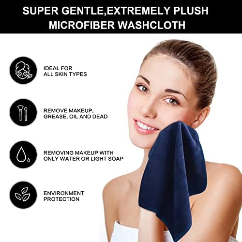 SINLAND Microfiber Facial Cloths Fast Drying Washcloth 12inch x 12inch (Pack of 10, Navy Blue) - Image 5