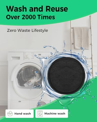 ProCIV Reusable Makeup Remover Pads, 25 Packs Organic Washable & Eco, Black - Image 4