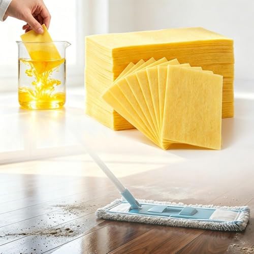 Floor Cleaning Tablets，Concentrated Soluble Dry Cleaning Sheets Multi-Effect Portable Mopping Solution for Home Tiles Hardwood Marble yellow 200 Pcs by Unknown