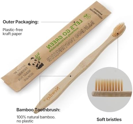 100 Pack Bamboo Toothbrushes Bulk, Individually Wrapped, BPA Free Soft Bristles Toothbrush for Adults, ECO Friendly Toothbrushes for Home Hotel Trips Travel Disposable Toothbrsuh (Primals Toothbrush) - Image 3