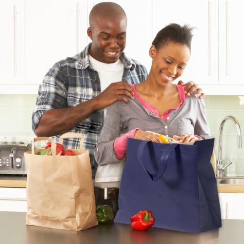 50pcs Reusable Grocery Bags with Handles Non Woven Shopping Tote Bags Bulk - Image 6