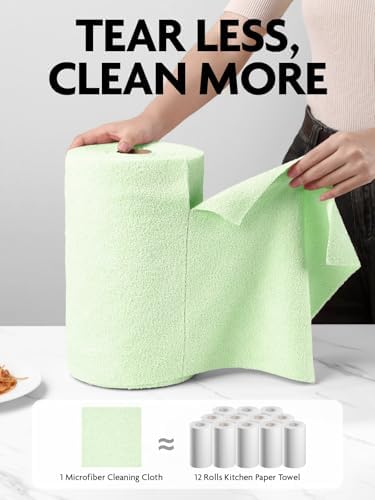 Fantasticlean Microfiber Cleaning Cloth Roll- 75 Sheets, 12" x 12" (Green) - Image 2