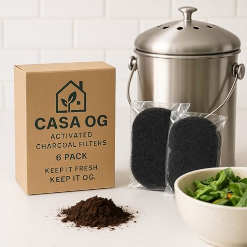 6 Pack Compost Bin Charcoal Filters - Activated Carbon Replacement Discs for Kitchen Compost Buckets & Pails I Eliminates Odors I Eco Friendly & Universal Fit - Image 2