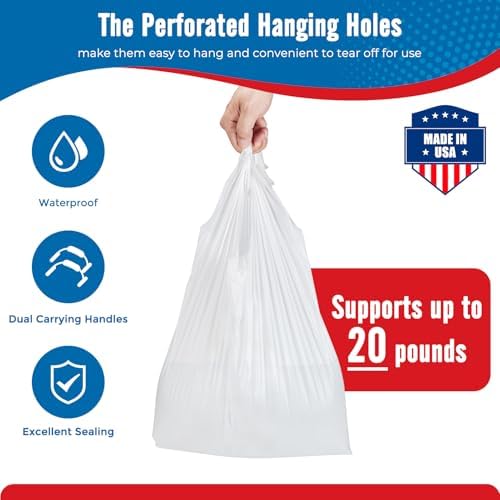 Fuxury 500 Pack Plain White Plastic Bags with Handles for Small Business - Image 3