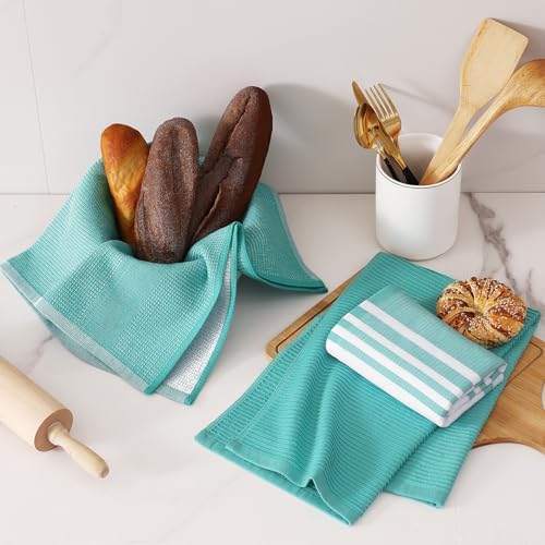 Homaxy Cotton 380 GSM Premium Kitchen Towels, 18"x 28", 9 Pack, Teal - Image 6