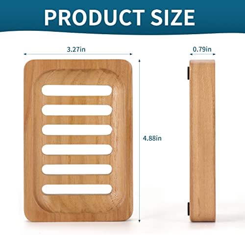 DEBETOOL 2-Pack Teak Wood Soap Dish, Waterproof Self Draining Bar Soap - Image 2