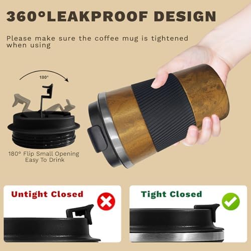 Vacuum Insulated Stainless Steel Travel Coffee Mug,Leak Proof Cup with Lid - Image 5