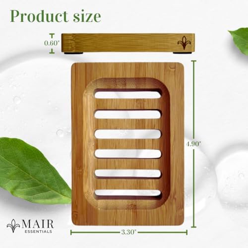 Bamboo Soap Dish – 2-Pack Self-Draining Soap Dish for Shower – Natural Bamboo Wood Tray for Bathroom with Drainage – Wooden Holder for Kitchen, Bath, Sink - Image 3