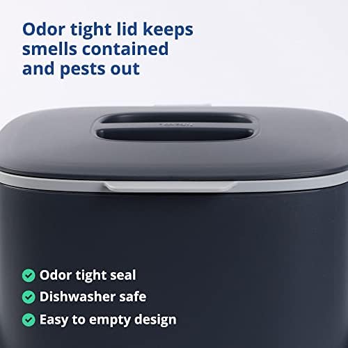 Blue Ginkgo Kitchen Compost Bin, 2.6L Countertop Compost Bin, Dark Grey - Image 4