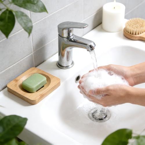 2 Pcs Bamboo Soap Holder Wooden Soap Dishes, Natural Soap Dish Wood Bar Soap Holder for Shower Home Bathroom, Shower Steamer Tray for Shampoo Bath Bomb Steamers (Round and Square) - Image 6
