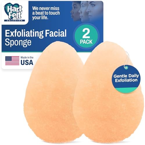 HartFelt 2ct Tear Drop Gentle Face Scrubber for Women | Reusable Facial Sponges for Daily Cleansing | Facial Exfoliating Pads for Removing Dead Skin, Dirt & Makeup | Made in USA by HartFelt
