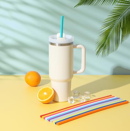 12 Pack Extra Long 14.5 inch Reusable Silicone Straws for Stanley 40 oz Tumbler 1 Gallon 128 75 64 OZ Tumbler, Large Water Bottle -Wine Bottle - Flexible Drinking Straws with 2 Cleaning Brushes - Image 3