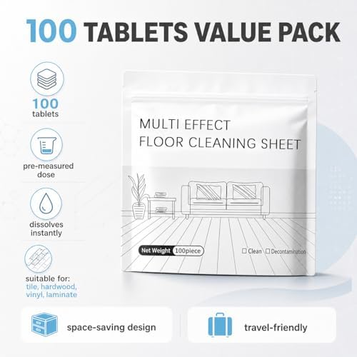100pcs Multi-Surface floor cleaning tablets, multiple effect the floor clean, Water Soluble Floor Cleaner for Mopping for Hardwood, Laminate Floors, Wall Tiles, Glass - Image 7