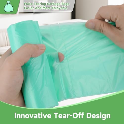 3 Gallon Trash Bag Bathroom Green-Unscented - Small Kitchen Mini Garbage Bags Biodegradable Compostable 100 Count Strong Can Bin Liners for Car Office Bulk Waste Basket Liner Heihaily - Image 4