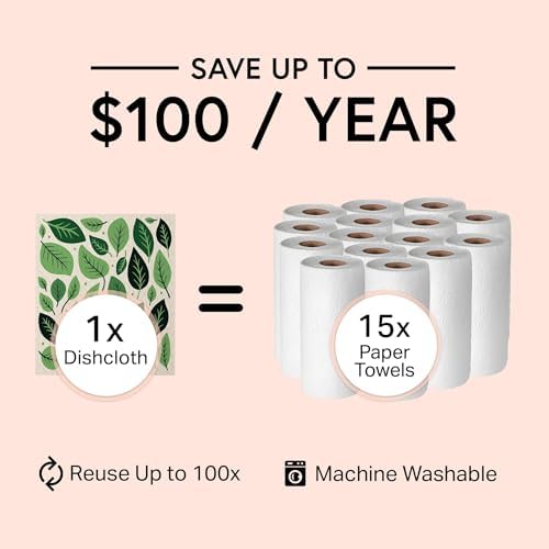 Swedish Wholesale Dishcloths Reusable 8" x 7" Sponge Cloths, Bulk 10 Pack of High Absorbent Cellulose Dish & Kitchen Cleaning Hand Towels, Wring to Dry & Machine Wash, Odor Resistant, Leaves - Image 4
