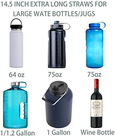 Extra Long 14.5 Inch Reusable Silicone Straws for Wine Bottle,1 Gallon/128 64 75 OZ Water Bottle,Mugs,1/Half Gallon Hydro Water Jug, Flexible Tall Giant Big Gallon Jug Drinking Straw With Brush-8 Pack - Image 5