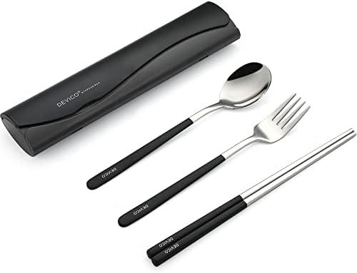 DEVICO Camping Utensils, Full-Size Reusable Silverware for Lunch Adult by DEVICO