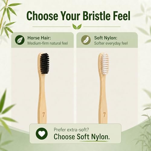 Horsehair Bamboo Toothbrush 10 Pack Plastic Free Numbered Set - Image 2