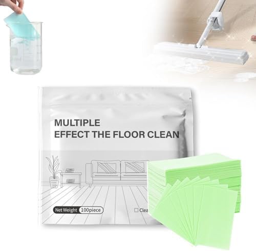 100 Count Multi-Surface Floor Cleaning Tablets, Upgraded Concentrated Dissolvable Cleaning Sheets for Hardwood, Laminate, Tile, Marble & RV Floors (Green) by Unknown