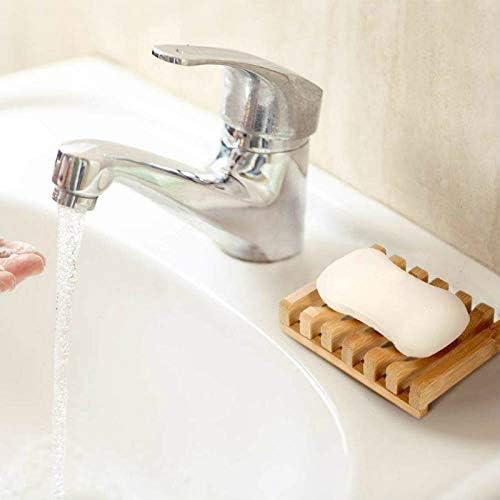 Bamboo Soap Dish, 2pc Rectangular, Light Brown, 3.4 x 4.5 inches, 0.14 pounds, Bathtub - Image 4