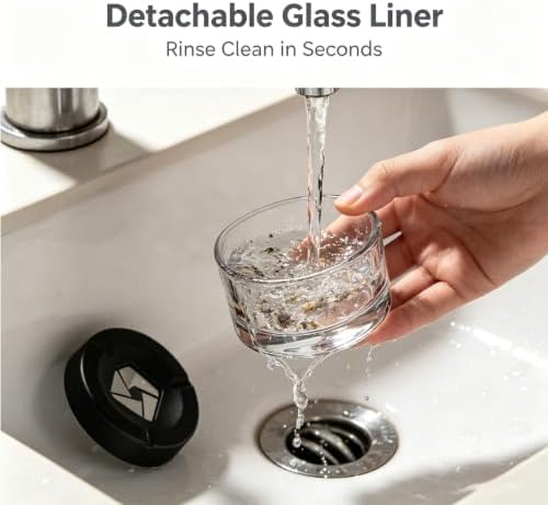 Glass Table Trash Can with Lid Smell Proof Small Storage Box Desktop Decor - Image 6