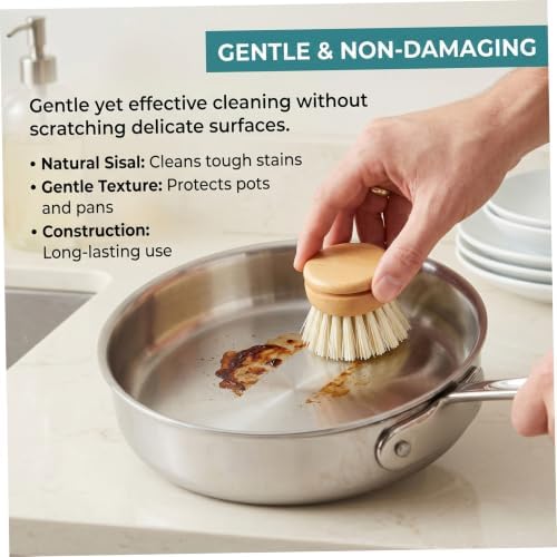 12 Pcs Wooden Dish Brush, Palm Size Reusable Dish Brushes with Sisal Bristles and Wooden Handle for Pots and Pans Kitchen - Image 5