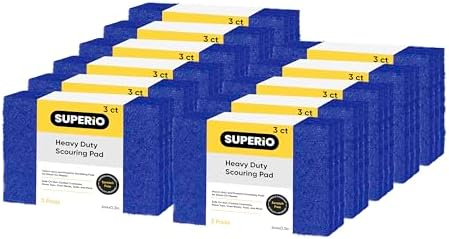 Scouring Pad Non-Scratching Scrubber Non-Scratch Cleaning Scrub Pads Heavy Duty Scouring Pad Reusable Kitchen Scrubbing Pad Pack of 33 Blue, by Superio by Superio
